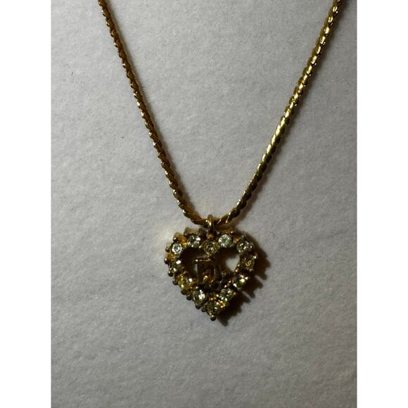 Christian Dior Heart Rhinestone Necklace Gold Plated*Beautiful w/Velvet Gift Box - Picture 6 of 10